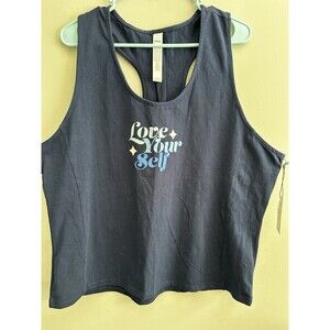 Bodi Beachbody Love Yourself Tank 3X Women's Navy Blue Racerback NWT